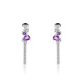 wholesale 925 silver inlaid gemstone earrings with a sense of design, luxury, and sophistication, featuring natural amethyst – Flourish Collection-0-4