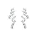 925 Silver Moissanite Ribbon Earrings, Customizable-0-0