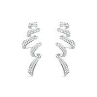 925 Silver Moissanite Ribbon Earrings, Customizable-188 moissanite stones  925 silver