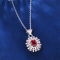 wholesale S925 Sterling Silver Full Diamond Oval Collarbone Necklace for Women, Cross-Border Cultivated Ruby Necklace Wholesale-0-2