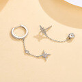 wholesale S925 Sterling Silver Cross-Border Best-Selling Zircon-Inlaid Octagram Fringe Earrings, Fashionable Commuter Star Earrings-0-2