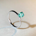 wholesale S925 Sterling Silver Paraiba Green Ring Women Ins Style Simple and Versatile Fashion Commuting High Carbon Diamond Ring Wholesale-0-2