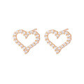 wholesale S925 Sterling Silver Openwork Heart-Shaped Diamond Inlaid Stud Earrings for Women, Minimalist and Unique Design, High-End Accessories-0-4