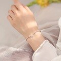 wholesale S925 Sterling Silver "Always with You" Elk Antler Simple Silver Inlaid with Zircon Bracelet for Women, Zircon Korean Style Minimalist-0-3