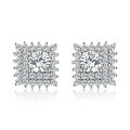 S925 Silver Moissanite Square Earrings with LuxeUnisex Setting-0-3