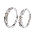 wholesale 925 Sterling Silver Starry Night Glow Couple Rings for Men and Women, Fashion Versatile Zirconia Band Ring, Matching Moon Rings for DeWu and Ins-0-4