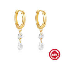 wholesale S925 Sterling Silver Diamond-Inlaid Geometric Bee Ear Cuff, Cross-Border Hot Seller, INS Creative Earrings-Gold#5 925 silver