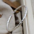 wholesale 999 Silver Hand-Chased Hammered Textured Bangle for Women, Vintage Pure Silver Youthful Minimalist Exotic Unisex Openable Trendy Bracelet-0-2