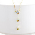 wholesale S925 Silver Jewelry Women's Small and Unique Design Fashion Commuter Style Sky Blue Citrine Green Olive Necklace-0-1