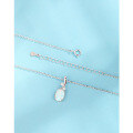 wholesale 925 Sterling Silver Opal Pendant Necklace for Women, European and American Style Temu Jewelry, High-End Feel Opal Collarbone Chain for Autumn and Winter-0-1