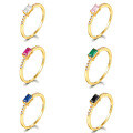wholesale S925 Sterling Silver Ring Light Luxury Minimalist Ring Niche Colored Zircon Gold Ring Women Cross-border Supply Jewelry Wholesale-0-0