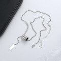 wholesale S925 silver tubular bead small waist-shaped letter fringe necklace, ins Ruili style niche collarbone chain-0-2