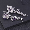 wholesale S925 Silver Designer Natural Amethyst Earrings with Natural Gemstone Inlays, Natural Style Design-0-2