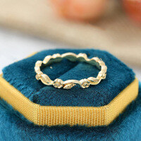 wholesale S925 Sterling Silver Red Elk Full Body Fashion Floral Flower Personalized Ring Minimalist French Pinky Ring for Women-BZ0521-Gold US size 6