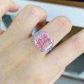wholesale S925 sterling silver viral TikTok ring for women, sakura pink, radiant cut, ice flower cut, moon ring, factory direct-0-2