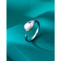 wholesale S925 Sterling Silver Freshwater Pearl Ring Open Adjustable Fashion Unique Niche Design Autumn Winter Finger Ring Index Finger Ring High-End Feel-0-0