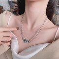 wholesale S925 Sterling Silver Cool Girl Inverted Triangle Letter Double Layer Stackable Necklace European and American Luxury Style Spicy Girl Necklace-0-1