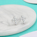 wholesale S925 Sterling Silver New Cross Stud Earrings for Women, Minimalist and Luxurious Design, Slim and Petite Fashion-0-1