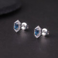 wholesale S925 Sterling Silver Minimalist Hexagonal Crystal Earrings with Natural Topaz and Peridot Gemstone Ear Studs-0-2