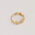 wholesale S925 Silver Plated 14K Gold Floral Design White Zircon Ring, Fresh, Sweet and Cute Style-0-1
