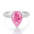 wholesale S925 Sterling Silver Pink High Carbon Diamond Ring for Women Wholesale, European and American Style Waterdrop Ice Flower Cut Zirconia Band-0-4
