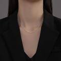 wholesale 990 Sterling Silver Fresh and Sweet Style Square Water Wave Chain Necklace, Simple and Delicate Single Layer Collarbone Chain D9897-0-1