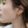 wholesale 925 Silver Japanese and Korean New Simple Teardrop Citrine Earrings Fashionable Women's Earrings for Drop Shipping-0-1