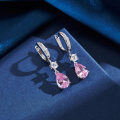 wholesale S925 Sterling Silver Cloud Pull New Jewelry Collection Light Luxury 5A Ultra-Sparkling Pink Ice Flower-Cut Teardrop Zircon Earrings-0-2