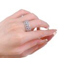 wholesale S925 Silver European and American Full Diamond Row Ring 4mm Heart-Shaped Small Row Ring Women's Full Diamond Wide Band Ring-0-4