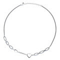 wholesale S925 Sterling Silver Korean Style Sequin Heart Necklace, Minimalist Ins Gift, Cold Tone Collarbone Chain Jewelry for Women-0-4