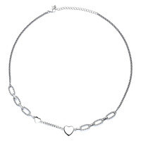 wholesale S925 Sterling Silver Korean Style Sequin Heart Necklace, Minimalist Ins Gift, Cold Tone Collarbone Chain Jewelry for Women-081L/approximately 9.2g 925 silver
