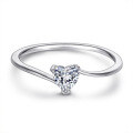 wholesale S925 Silver Minimalist Creative Heart-shaped Ring for Women, European and American Fashion Diamond Inlaid-0-0