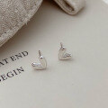wholesale S925 Sterling Silver Floral Edge Heart Stud Earrings For Women, Sweet Ins Style Small Design Exquisite Beaded Edge Heart-shaped Earrings-0-3