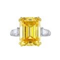 wholesale Metal Material: 925 Sterling Silver, New 11*15mm Imported High Carbon Diamond Yellow Diamond Ring for Women,Ins Style-0-4