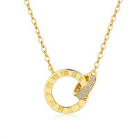 14K Gold Plated 925 Silver Moissanite Roman Numeral Pendant Necklace for Women Cross-border Dropshipping-Inlaid with moissanite  925 silver