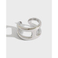 wholesale S925 Sterling Silver JT280 Korean-style Student Hollow Silver Ring with INS Minimalist H Letter Design, Adjustable Open Ring for Women-0-0