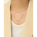 wholesale S925 Sterling Silver XF417 Korean Version Ins Small and Unique Design Minimalist Elegant High-End Sense Water Drop Snake Chain Necklace for Women-0-3