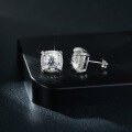 wholesale 18k Gold Plated S925 Silver Classic Square Cushion 8mm Full Moissanite Stud Earrings for Cross-Border Amazon Best-Sellers-0-3