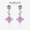 wholesale S925 Silver Alloy Simulated Diamond Earrings 5 Carat Square 10*10 High Carbon Diamond Ice Flower Cut Light Luxury Versatile-0-0