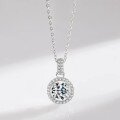 wholesale S925 Silver Maker Classic Round Pendant with Four-Prong Diamond Setting, Fashionable and Luxurious Niche Design, Versatile Necklace Jewelry-0-0