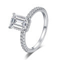 S925 Sterling Silver Rectangle 1ct Moissanite Ring for Women-0-3