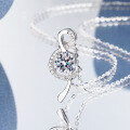 wholesale PT950 plated sterling silver S925 four-prong pendant with 1 carat moissanite notes necklace for women, versatile style-0-1