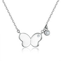 wholesale 925 Sterling Silver Bow Pendant Necklace with 3D Design, European and American Fashion, High-End Women's Collarbone Chain for Wholesale-Platinum>925 silver