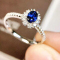 wholesale 925 Silver Zhuo Zhifan Jewelry New 4*6 Oval Blue Gemstone Ring for Women Luxury Full Diamond Fashion Versatile Daily Wear-0-1