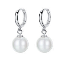 wholesale S925 Sterling Silver Pearl Earrings for Women, Ear Clips, Minimalist and Exquisite Ear Drops, Light Luxury Advanced Sensibility, No-Piercing Ear Accessories, Niche-S925 silver earrings + 8mm pearls 925 silver