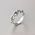 wholesale Metal Material: 925 Silver, Women's Vintage Skull Ring, Personality Thai Silver Open Ring, Temperament Index Finger Ring J1141-0-1