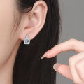 S925 Sterling Silver Cross-border Moissanite Stud Earrings, 1ct Princess Cut-0-2