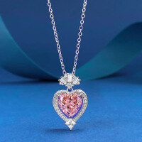 wholesale Metal: 925 Sterling Silver Zhu Zhifan Jewelry New 10*10mm Heart-shaped Morgan Pink Pendant Necklace for Women, Classic and Simple Fashion Style-N234 Morgan Pink Pendant [with chain]  925 Silver