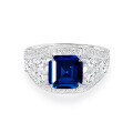wholesale S925 Sterling Silver New 25ct Lab-Grown Emerald/Sapphire 8*8 Ring for Women, Popular in Cross-Border Sales-0-0