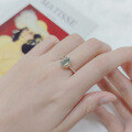 wholesale Rose gold plated 925 sterling silver with 18k gold plating, natural agate ring in a minimalist Instagram style, moss agate gemstone ring-0-2